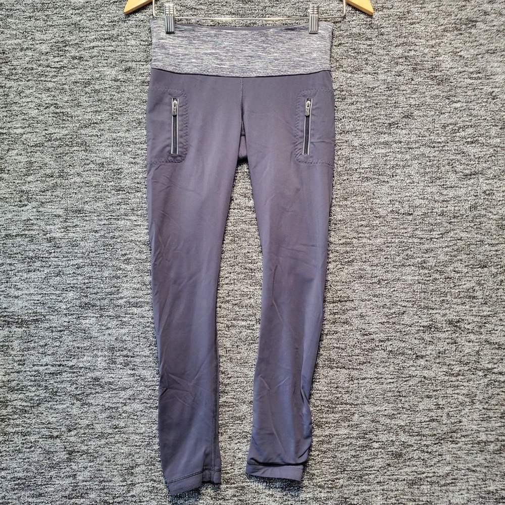 Lululemon Run See Me Ride 7/8 Tight Women 4 Gray Heathered Waistband Zip Pockets